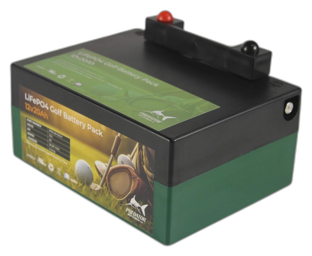 Predator 12V 20Ah LiFePO4 Lithium Golf Trolley Battery, 18-36 Holes, For Electric Golf Carts