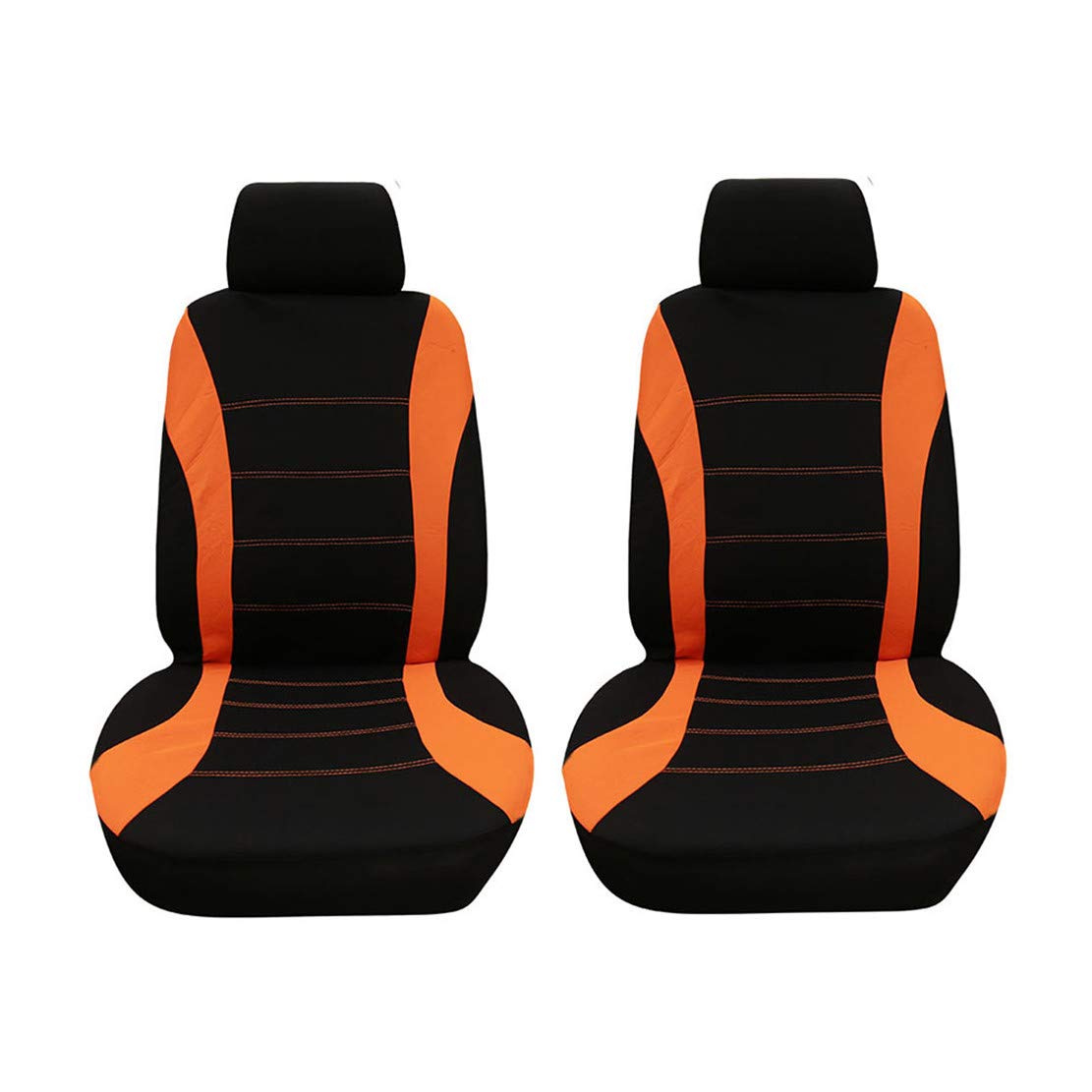 Housse de Siège Auto Universelle 5 et 7 Places Coussins pour Siège Voiture,Auto Protecteur de Siège, Couvre Siège Voiture, Siège de Housse de Voiture,Orange Noir,2 * Places Avant