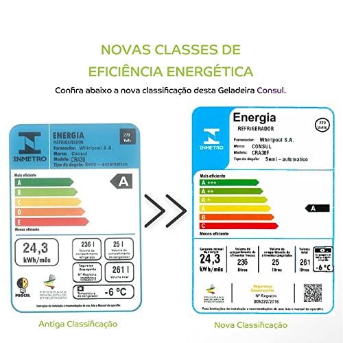 Refrigerador 261L 1 Porta Degelo Seco Classe A 220 Volts, Branco, Consul