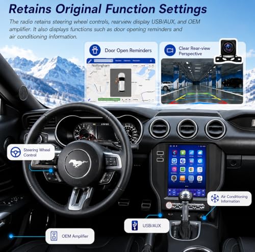 Radio con pantalla táctil QLED 10.4" para Ford Mustang 2015-2023 miniatura 5