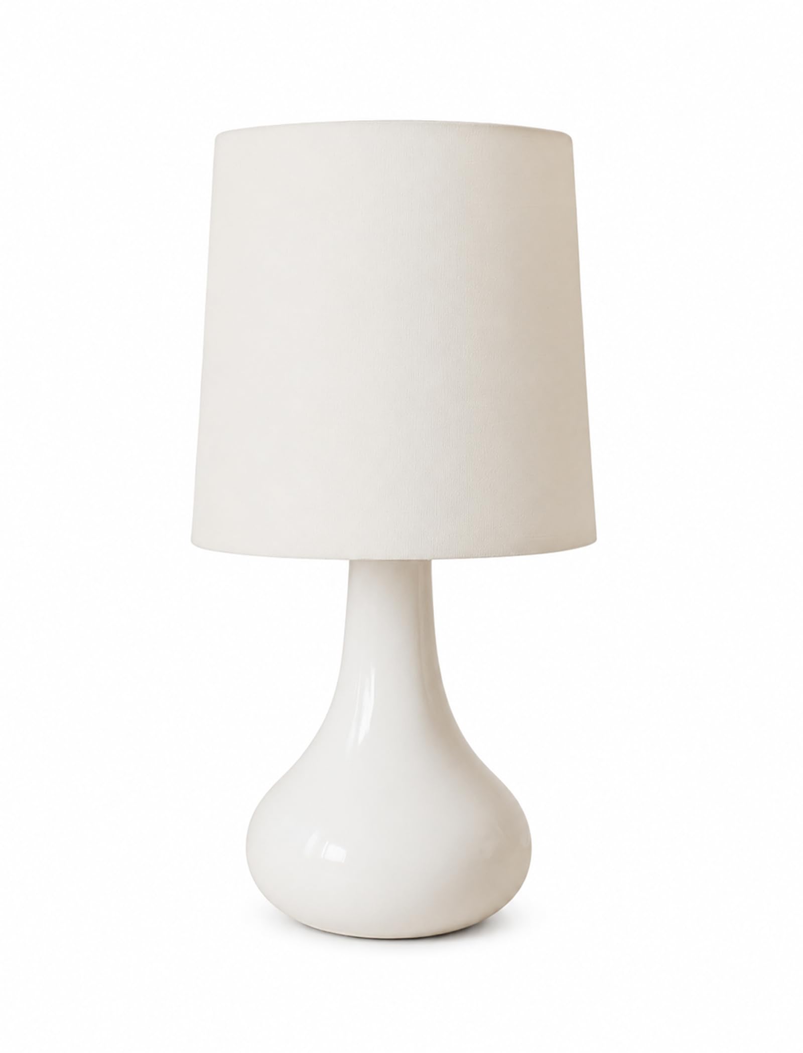 Homesake® Modern Small Ceramic Table Lamp, Warm Light Classic Bedside Desk Lamp for Living Room Bedroom Dining, Restaurant, Farmhouse Nightstand Study Lamps with Fabric Shade (White)