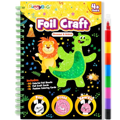 Image of FUNNYB&G Mess-Free Foil Art Craft for Kids Ages 4-10, Kids Birthday Gift