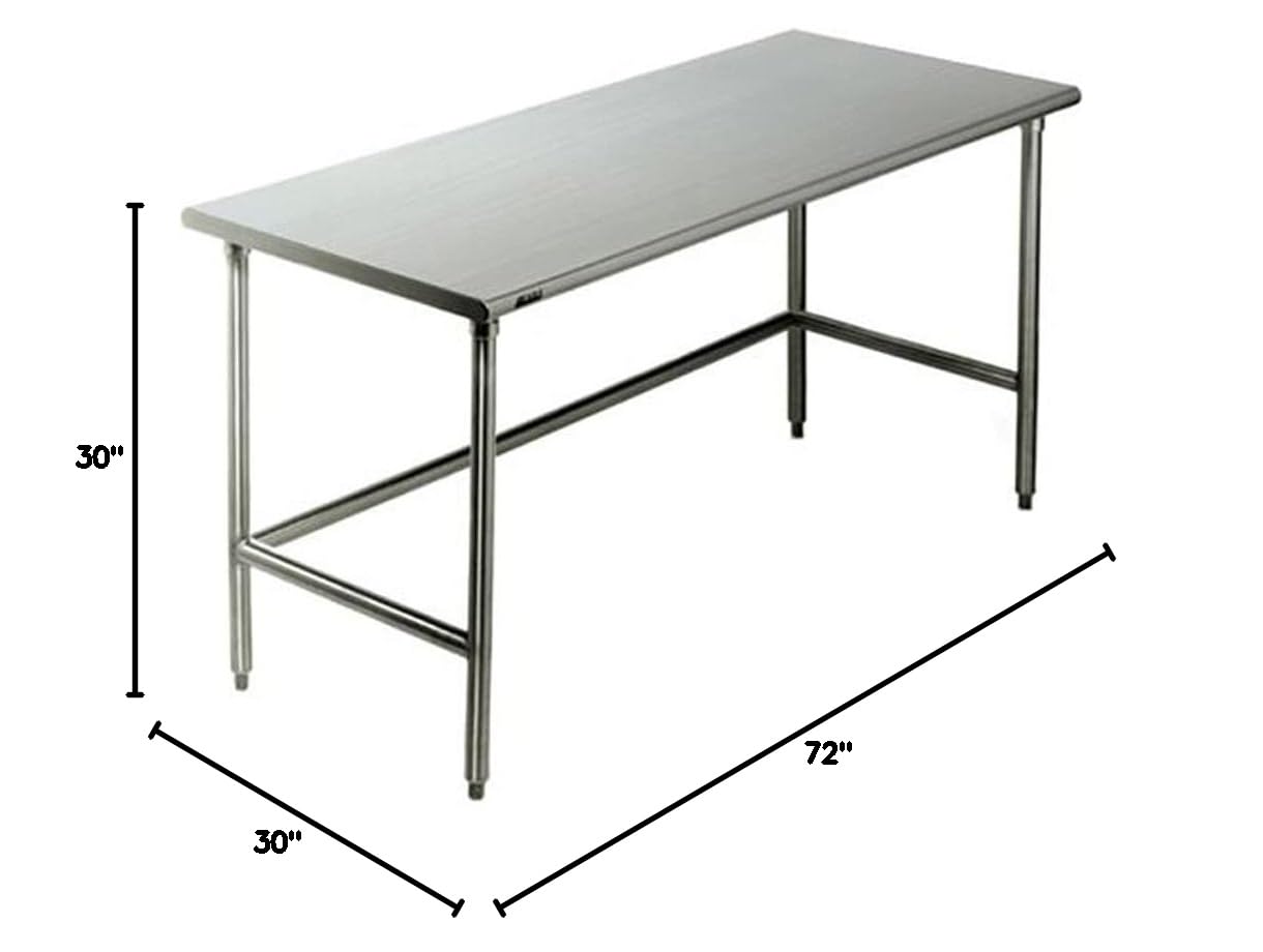 Eagle Group CRT3072T-C-Frame Cleanroom Table, Solid Top, C-Frame, Brushed Stainless Steel Finish, 30" Width, 72" Length