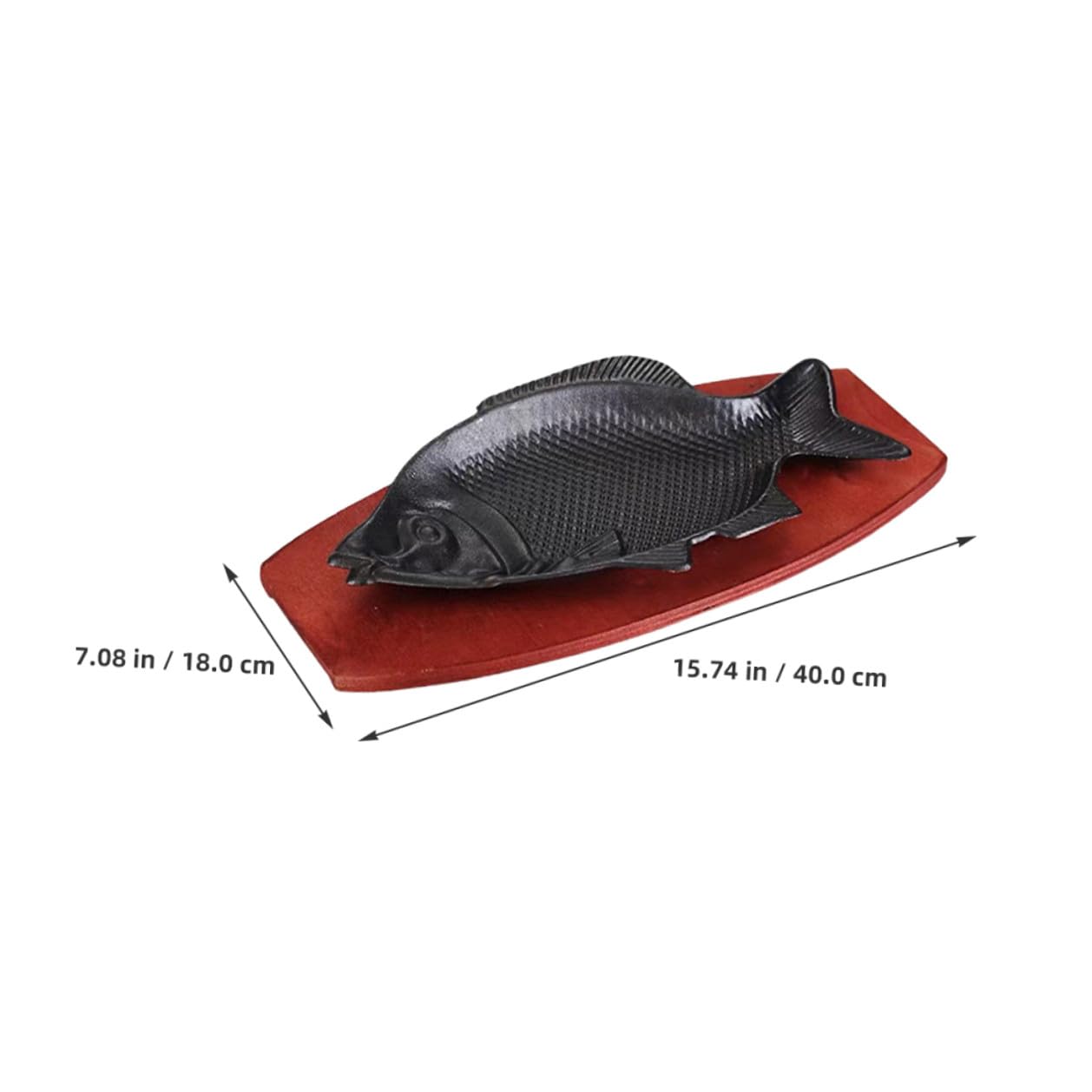 Lurrose Plato de Pescado de Hierro en Forma de Pescado Grande, Bandeja para Asar de Hierro Fundido, Resistente al Calor, Adecuado para Barbacoas y Reuniones Familiares, Bandeja
