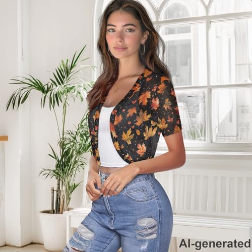 Image of Women's Shrug Short Sleeve Bolero Open Front Knit Party Tulle Cardigan Cropped Cardigan Shoulder Cover Up