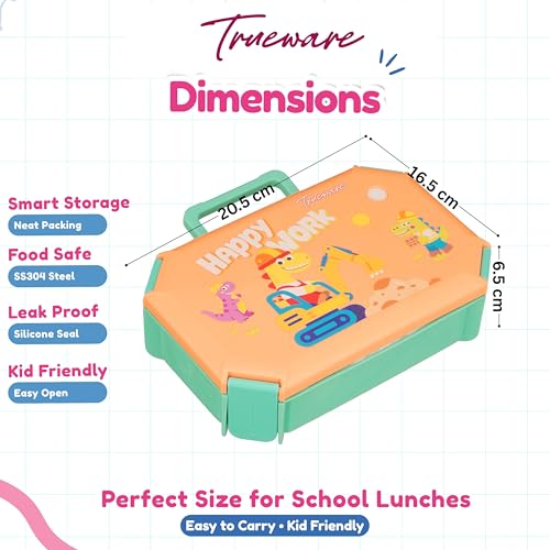 Image of Trueware Blossom 2 304 Stainless Steel PU Insulated Lunch Box with Two Compartment BPA Free, Food Grade Ideal for School, Picnic, Office & Outdoor - 580ml