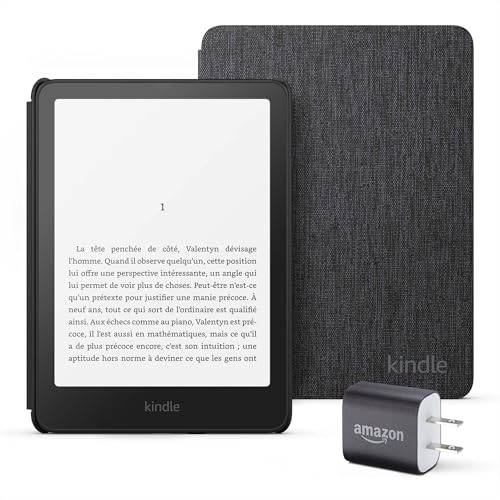 All-new Amazon Kindle Paperwhite Essentials Bundle including All-new Kindle Paperwhite (16GB) - Black, Fabric Cover-Black, and Power Adapter