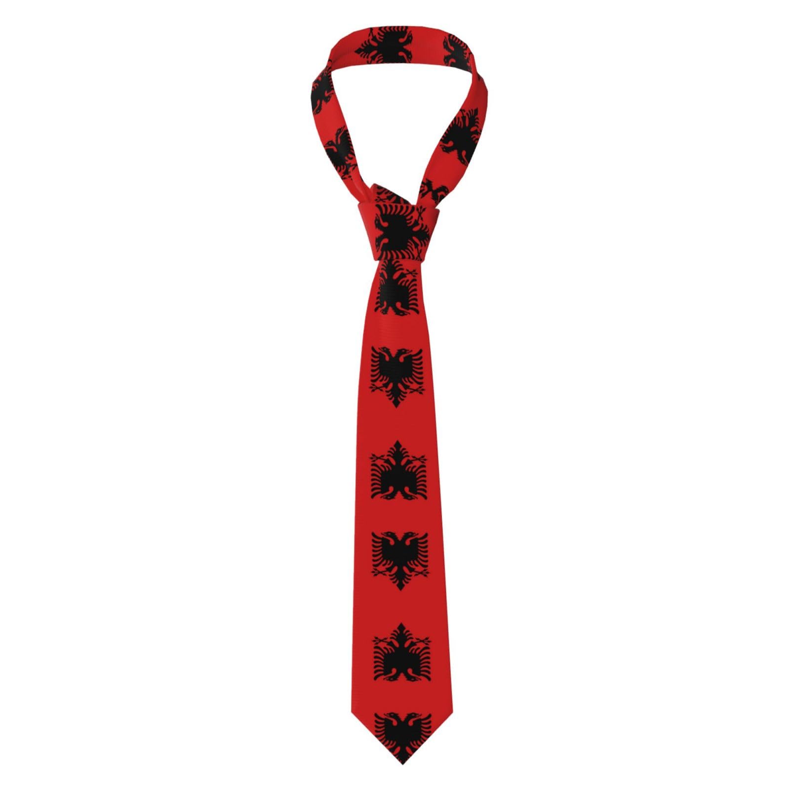 Lghhgy Unisex Albanian Flag Stylish Print Men's Neckties Â€“ Long Skinny Tie, Business & Formal Wear, Perfect For Weddings, Groomsmen