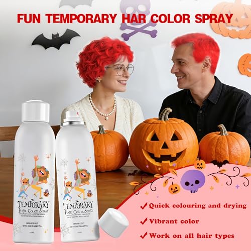 Spray de color temporal rojo para cabello 150ml miniatura 2