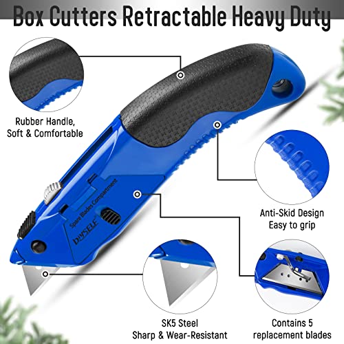 Diyself Knife Box Cutter Knife, Soft Grip Handle, Utility Knife Retractable Suitable For Home, Office, School Use, Quick Change Blades, Razor Knife For Cutting Cardboard, Carpet #TOP4