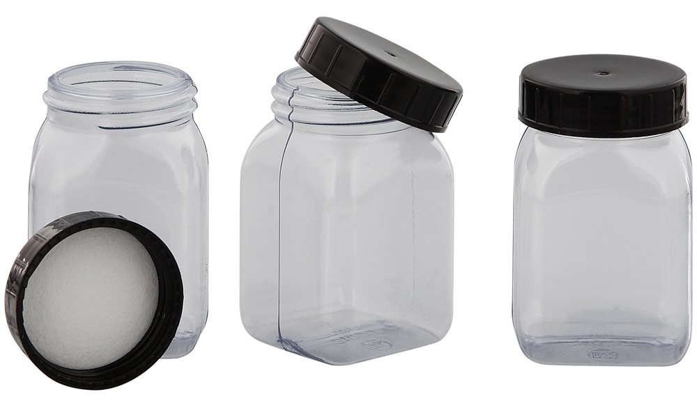 Vierkant-Weithals Behälter m. Schraubverschluss, Dose, Kunststoff Kosmetex Schraubdose, Plastik-Dose, leer, 100 ml, 3 x 100 ml Kosmetik