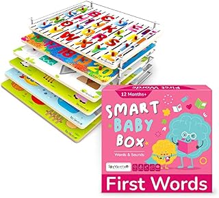 TOYVENTIVE Smart Baby Box for Girl & Wooden Peg Learning Puzzles for Toddlers-Bundle of 2-Baby Puzzles, Toddler Flash Cards, 1 Year Old Books, 1 Year Old Girl Gifts, Educational Toys for 1 Year Old