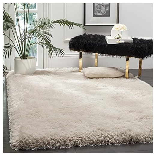 Carpet collection Shaggy Modern Rug Soft Handwoven Plain California Premium Shag Collection With 3X5 Feet (90X150 Cm) Plain Color 5 Cm Pile Height For Living Room|Home And Bedroom, Rectangular, Ivory