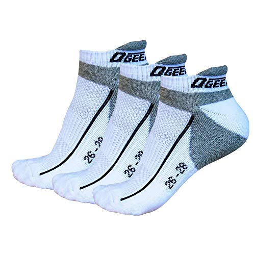 Ogeenier 3P Hombre Calcetines Deporte Calcetines Correr Fondo más Grueso Low Cut Socks Performance Algodón Calcetines Tobilleros para Running Ciclismo,3 Color