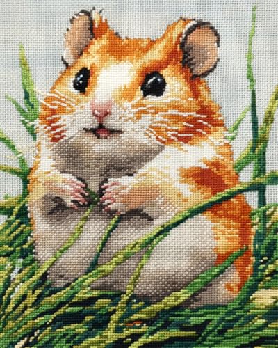 Point de croix perlé Souris et Herbe 9CT pour décorer votre salon avec un grand format
