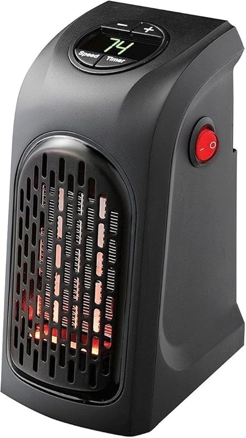 SLICEIT Handy Electric Heater, 400 Watts Heater, Plug-In Heater, Mini Heater, Portable Room, Office, Bedroom Heater/Warmer with LED Display, Set Temperature, and Stylish (1) (black)