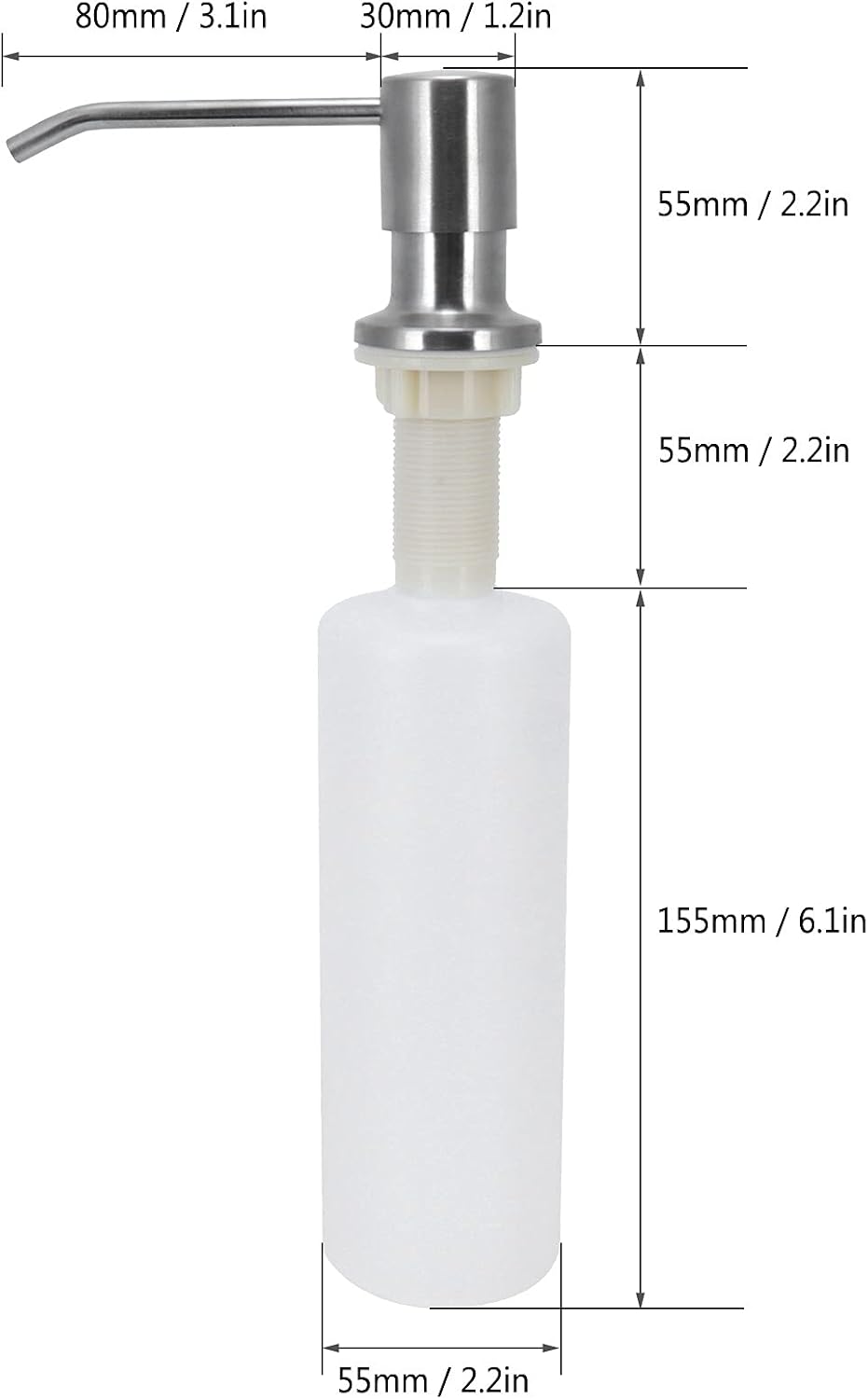 Soap Dispenser for Lotion Stainless Steel Countertop Liquid Soap Container for Kitchen Bathroom Basin Sink