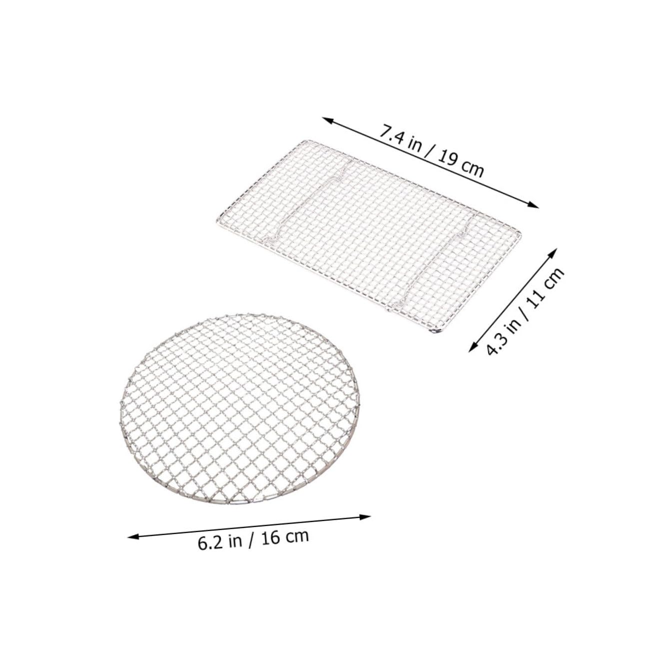 Griglia per barbecue in acciaio inox, 2 pezzi, rete portatile per cottura all'aperto, campeggio, ideale per bistecche, frutti di mare, verdure e kebab