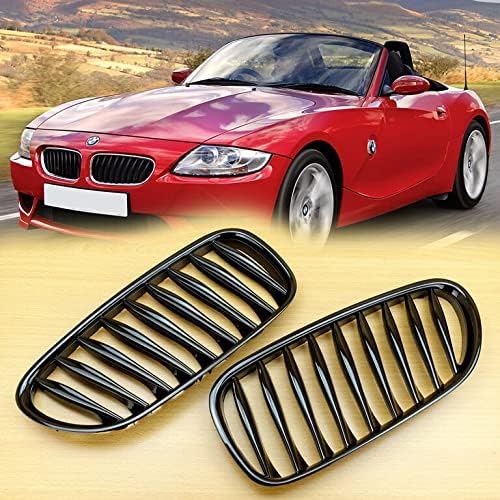 E85 Grille, ABS Front Replacement Kidney Grill for Z Series Z4/E85 Gloss Black