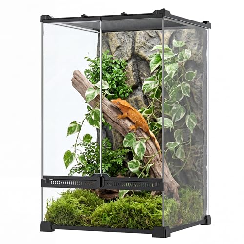 FixHaven 11 Gallon Fully Assembled Glass Reptile Enclosure 12x 12 x 18
