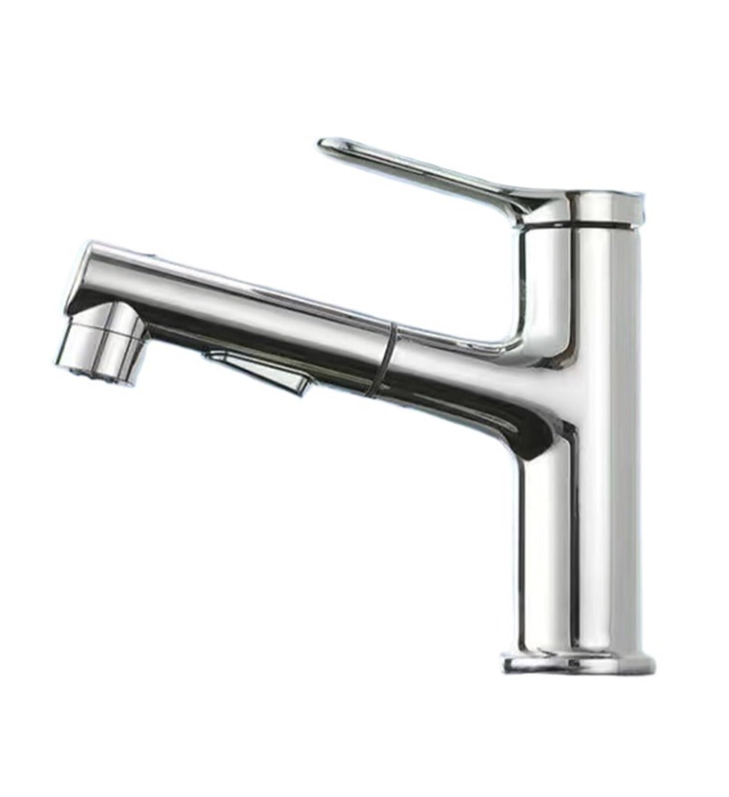 Kitchen Faucet, Brass Body Hot Cold Water Put Out Mix Tap Basin Faucet(Silver,Brass Body)