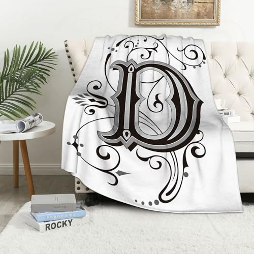 MAAPCHP Flannel Manta Sofa Alfabeto Floral gráfico: Letras B con Flores Negras Mantas para Sofa Grande,Manta Polar Franela Extra Suave,Extra Suave y Caliente,para Toda Estación130x150cm