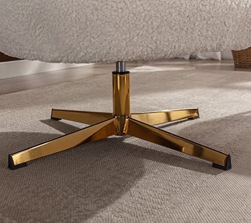 Duomay Swivel Accent Chair Armchair, Modern Faux Fur Round Barrel Chair With Gold Base For Living Room Bedroom Reading Room Office, White #TOP6