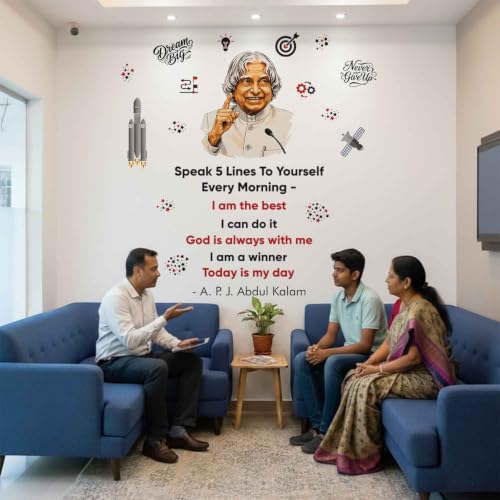 Image of StickMe 'Abdul Kalam Office Inspiration Motivation Quotes Wall Sticker' (Multi Colour, Vinyl, Self-Adhesive, Peel & Stick) (Premium Extra Large - 170 x 140 cm)