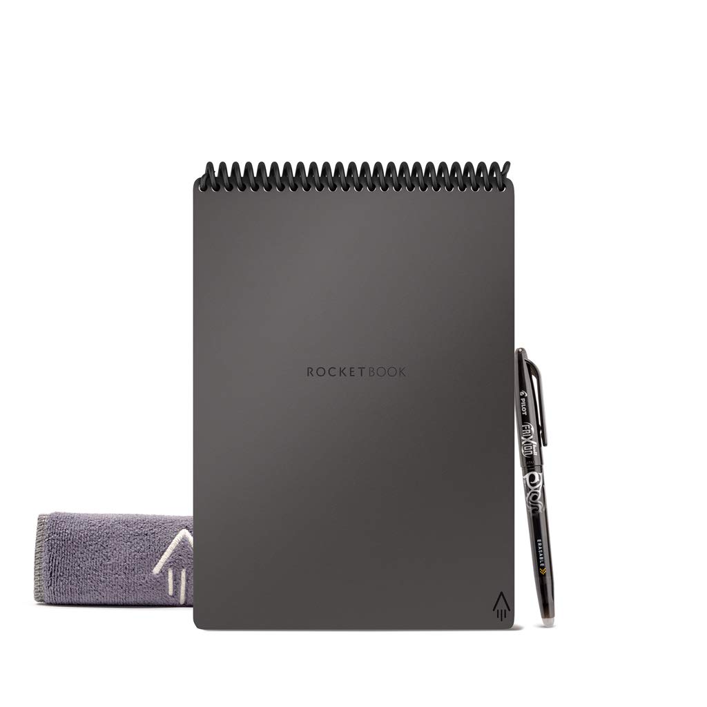 Rocketbook Flip - with 1 Pilot Frixion Pen & 1 Microfiber Cloth Included - Gray Cover, Executive Size (6" x 8.8")