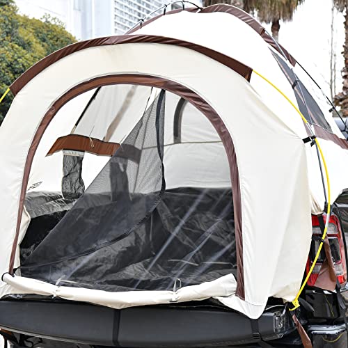 Tecoom Truck Tent For 5.5-5.8Ft Bed, Waterproof Pu3000Mm Truck Bed Tent With Removable Rain Fly, Carry Bag, 2 Person Portable Double Layer Windproof Pickup Truck Tents For Camping, Fishing, Khaki #TOP7
