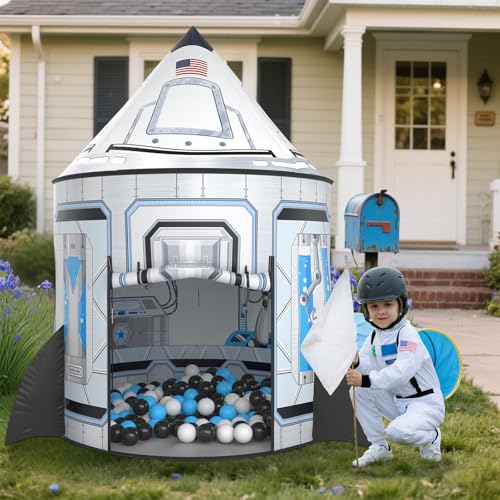 Wilwolfer Rocket Ship Play Tent,Large Pop-Up Astronaut Fort for Kids,Indoor&Outdoor Spaceship Playhouse,Space Adventure Gift Ages 3-8 - Image 6