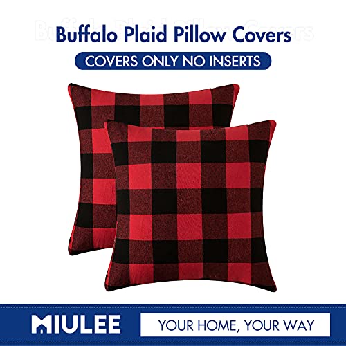 Miulee Pack Of 2 Christmas Classic Retro Checkers Plaids Polyester Linen Soft Soild Square Throw Pillow Covers Black And Red Home Decor Design Cushion Case For Sofa Bedroom Car 20 X 20 Inch 50 X 50 Cm #TOP5