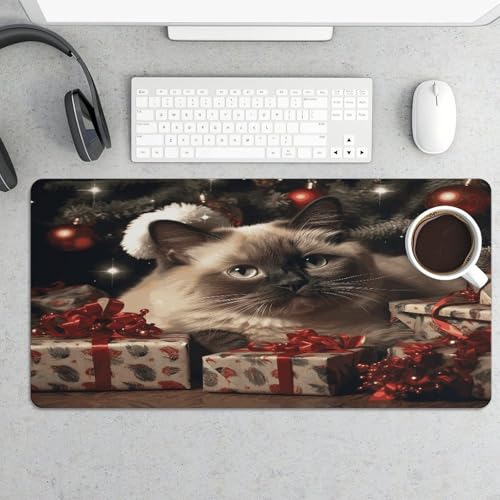 Christmas Siamese Cat Pad de escritorio grande antideslizante miniatura 5