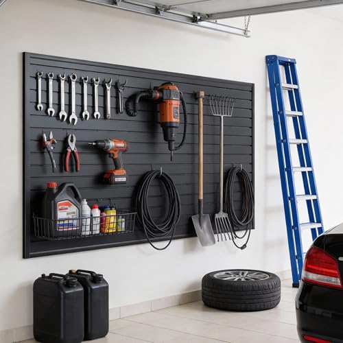 SMARTSTANDARD-Heavy-Duty-PVC-Slatwall-Panels-4x8-ft-Interlocking-Garage-Wall-Organizer-System-Tool-Board-for-Retail-Display-Workshop-Home-Storage-Black