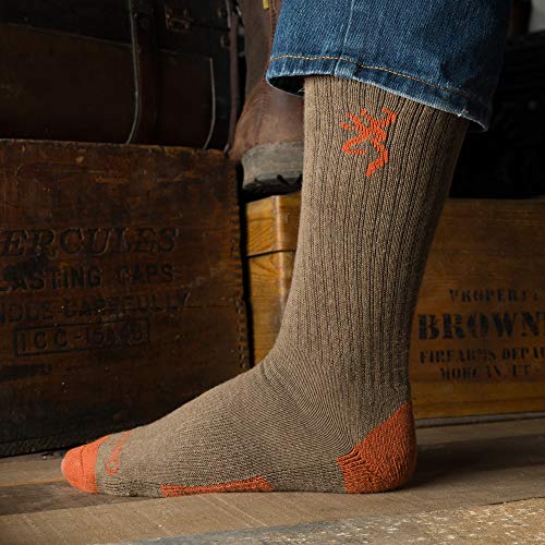 Browning Men's Socks, Heather Oatmeal Loden Green Beech, One Size US3