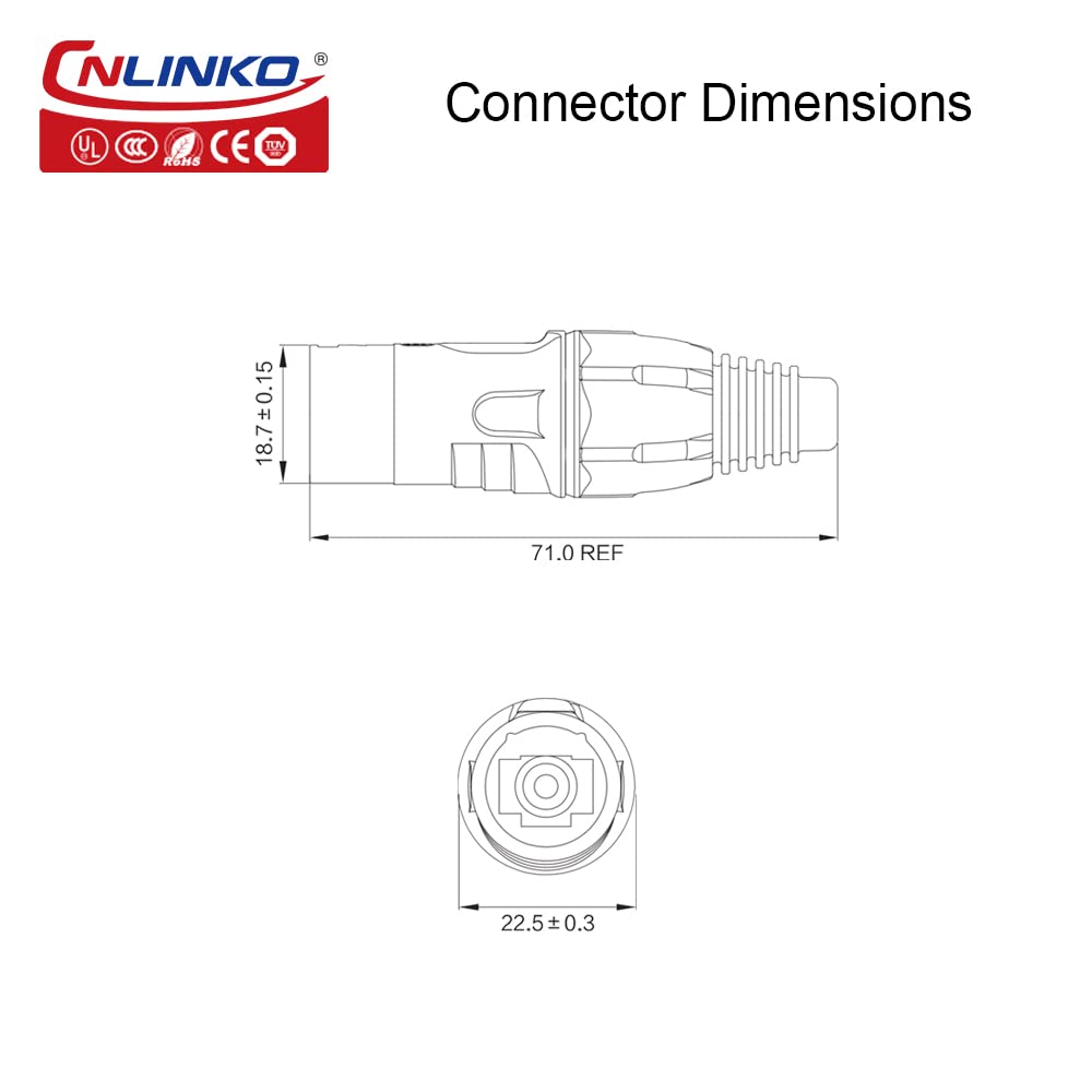 CNLINKO Connettore impermeabile YT-RJ45, IP65 Connettore circolare, Alloggiamento senza interferenze, Connettore a scatto per reti industriali