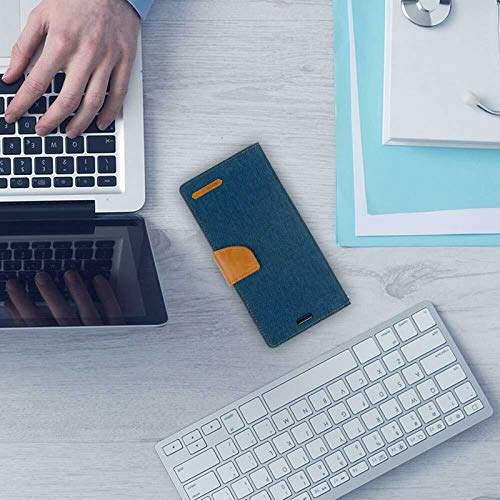 Image of ClickCase Canvas Series for Samsung Galaxy S24 FE 5G Cloth & Pu Leather Wallet Flip Case Kick Stand Magnetic Closure Flip Cover for Samsung Galaxy S24 FE 5G (Blue)