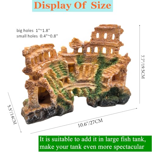 Image of M2cbridge Aquarium Decor Antique Roman Column Ruin European Castle | Rome Colosseum, Underwater Landscape