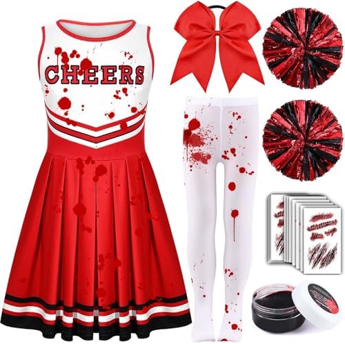 Halloween Zombie Cheerleader Costume Include Dress,Hair Band,Sock...