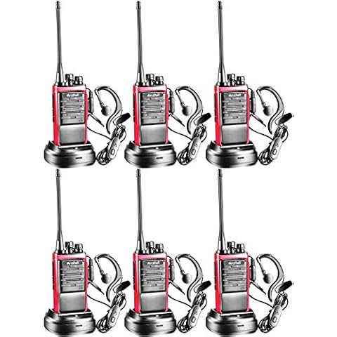 Arcshell Rechargeable Long Range Two-Way Radios with Earpiece 6 Pack Arcshell AR-6 Walkie Talkies Li-ion Battery and Charger Included Cover