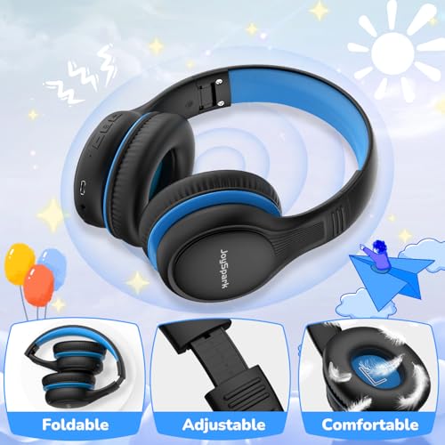Image of JoySpark Kids Bluetooth Headphones, 60 Hours Playtime, Bluetooth 5.4 Kids Headphones Wireless, Type-C Fast Charging, 85 /94dB Volume Limited, Foldable Toddler Wireless Headsets with Mic-Black Blue