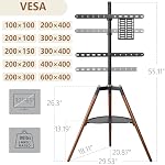 ETHU Easel TV Stand for 32-65 inch Screens - Height Adjustable Tripod TV Floor Stand with ±70° Swivel, Supports up to 88 lbs, Corner TV Stand for Living Room and Bedroom with Tray, Black & Walnut