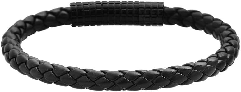 Edforce Classic Braided Genuine Leather Wrist Band Cuff Bracelet, 8.25inches - Image 2
