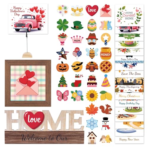 GAGILAND 48 Pcs Valentine's Day Tiered Tray Decor Interchangeable Seasonal