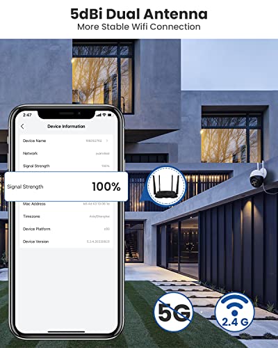 Mubview 5Mp Seucirty Camera Outdoor 360° Ptz Outdoor Security Cameras With Human Detection, Auto Tracking, 2.4G Wifi Home Surveillance Cameras With Full Color Night Vision, 2-Way Audio,24/7 Recording #TOP6