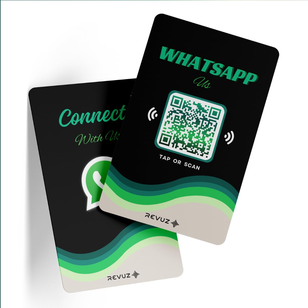 Revuz Whatsapp Connect Card | Instant Whatsapp Chat, Groups & Catalog with NFC Tap/QR Code Scan | Professional Business Tool for Shops, Restaurants, Service Providers | Unlimited Taps 1