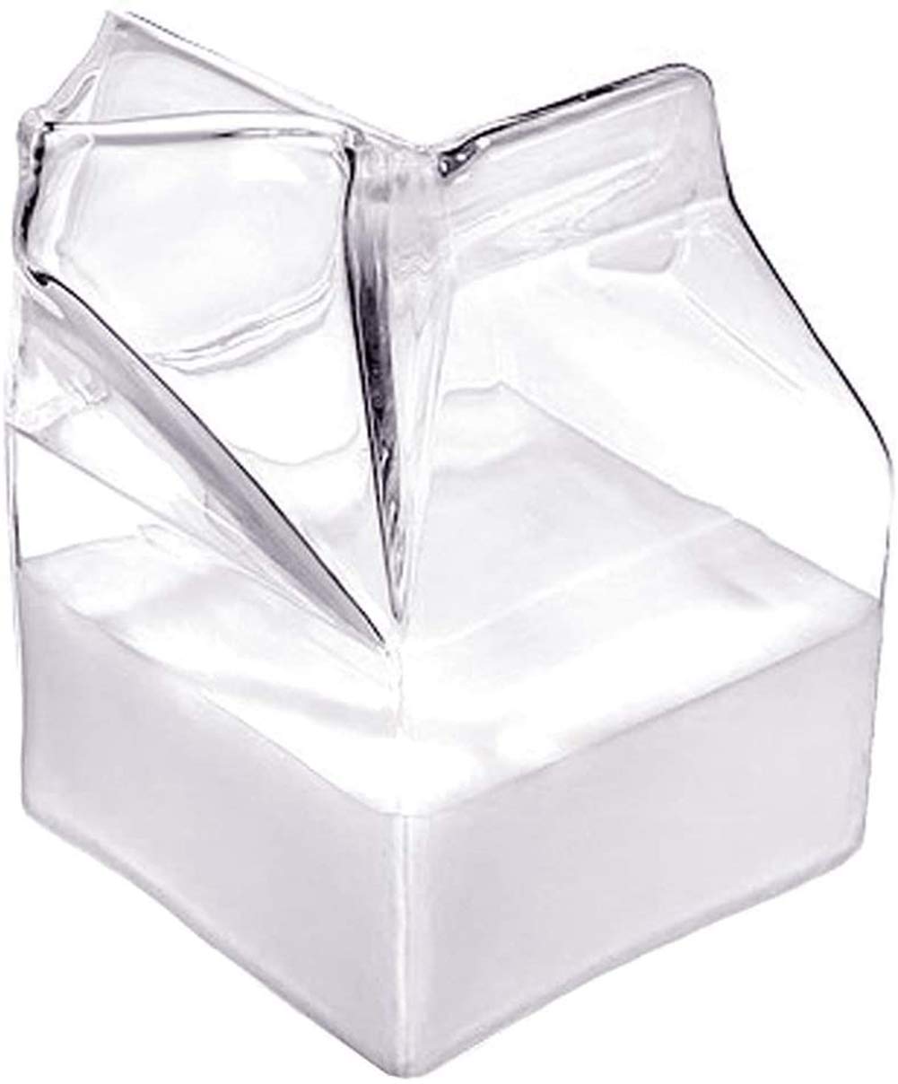Excefore Half Pint Creamer Glass Mini Milk Carton Container 12 Ounce Water Glass Cup Milk Creamer Box Clear Mini Creamer Glass, Milk Carton Container Creamer Pitcher
