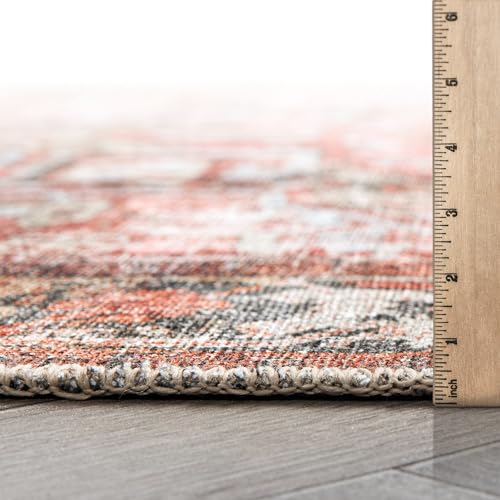 Rugshop Multi Vintage Boho Medallion Area Rug — Machine Washable, 9'x12' for Living Room, Dining Room and Bedroom