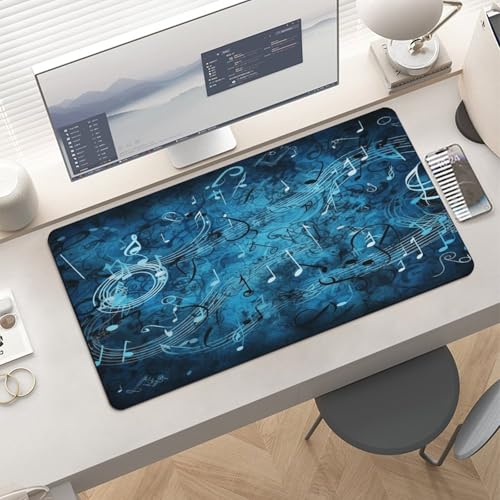 Blue Musical Notes Desk Pad con base antideslizante grande miniatura 6