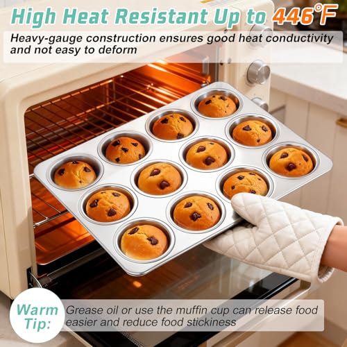 Onader Yorkshire Pudding Tray 12 Cup, Stainless Steel Muffin Cupcake Tin for Baking Muffin, Mince Pie, Brownie, Quiche, Non-Toxic & Heavy Duty, Oven & Dishwasher Safe - Image 5